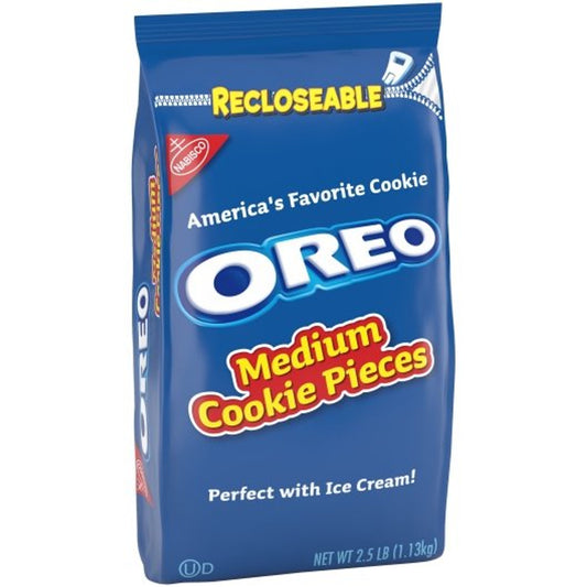 Bulk bag of Nabisco Oreo Pieces Topping with iconic cookie pieces visible