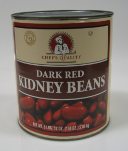 Chef's Quality Dark Red Kidney Beans in large #10 can, front label view