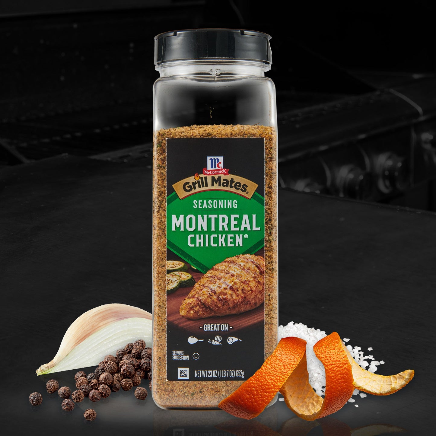 McCormick Grill Mates Montreal Chicken Seasoning 23 oz in clear shaker bottle