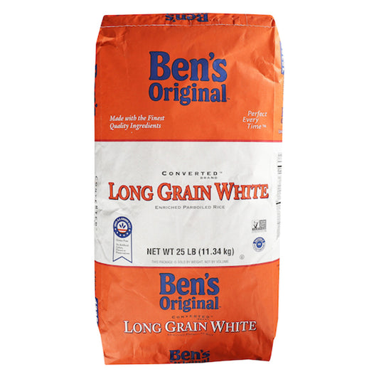 Ben's Original Converted Enriched Long Grain Rice 25 lb bulk packaging