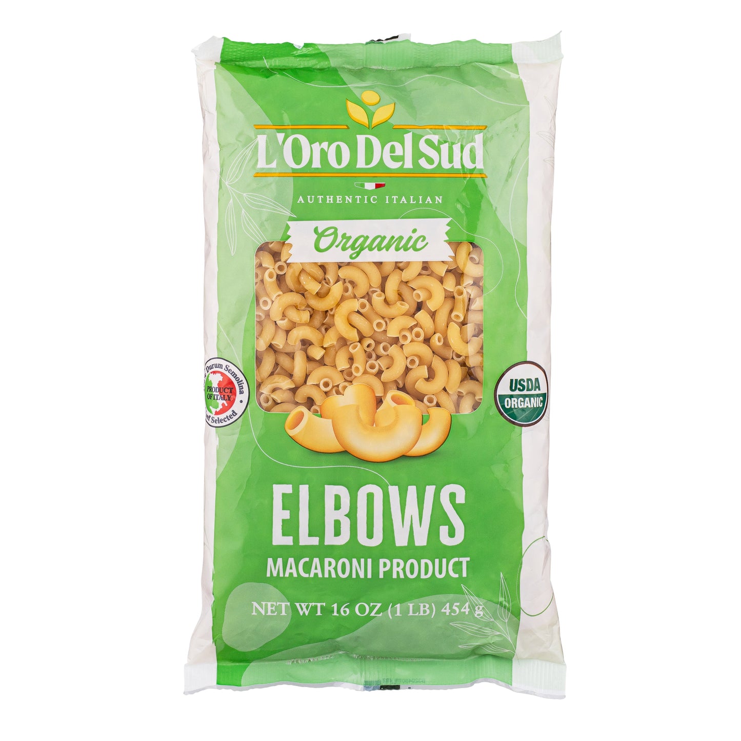 L'oro Del Sud 20 lb bulk imported elbow macaroni pasta bag