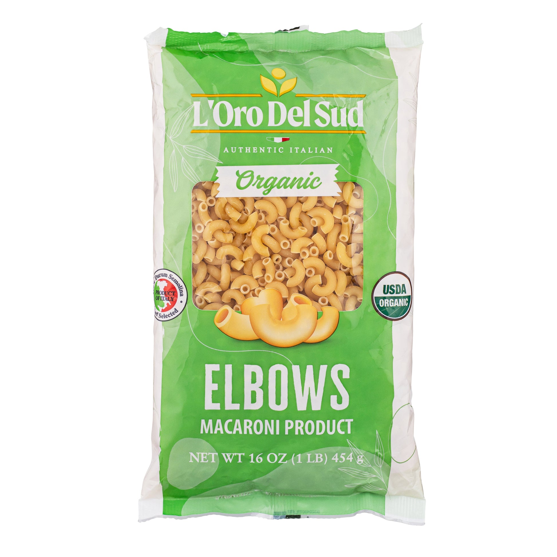 L'oro Del Sud 20 lb bulk imported elbow macaroni pasta bag