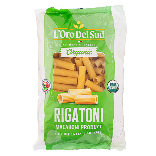 L'Oro Del Sud Rigatoni Pasta 1 lb Italian bag packaging