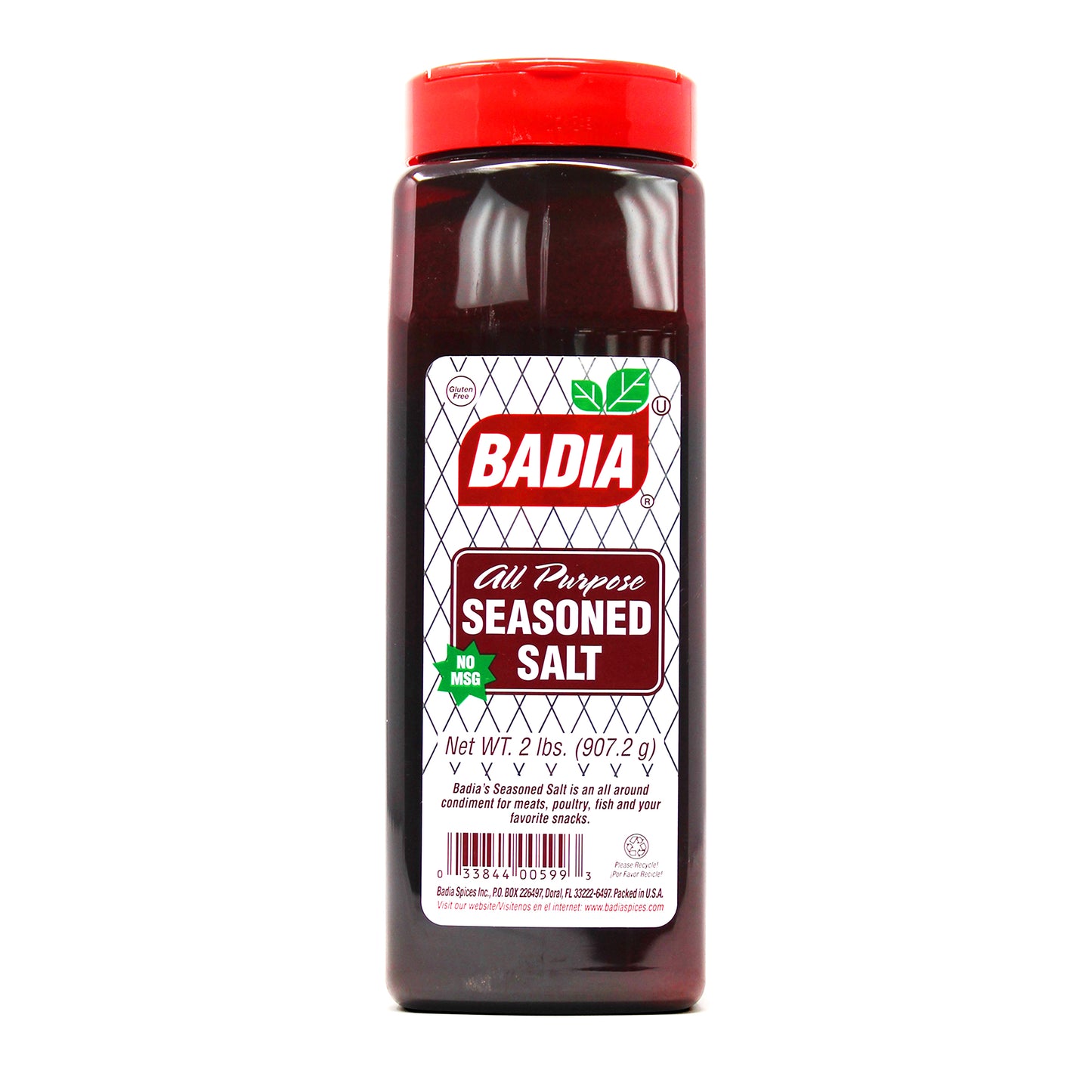Badia Seasoned Salt 2 lb container on white background