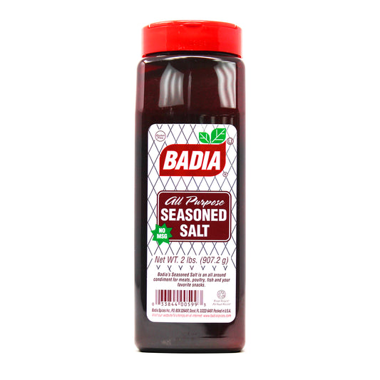 Badia Seasoned Salt 2 lb container on white background