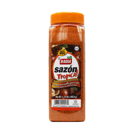 Badia Sazon Tropical with Annatto seasoning bottle