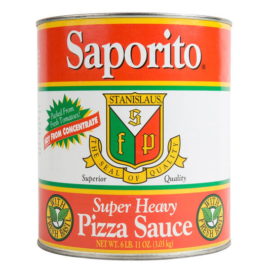Saporito Heavy Pizza Sauce with Basil #10 can for foodservice