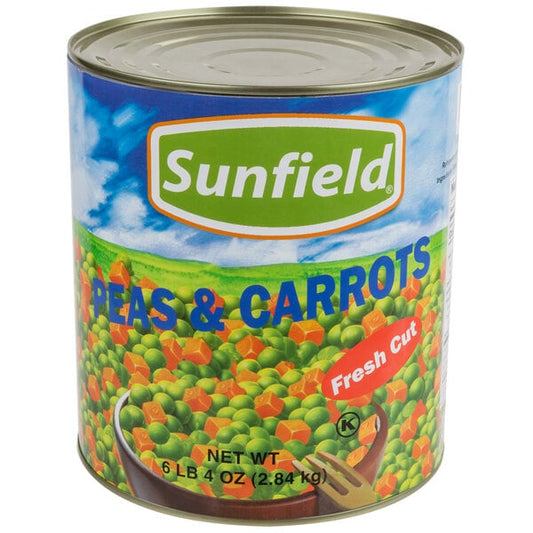 Chef's Quality #10 can of peas and diced carrots for commercial kitchens