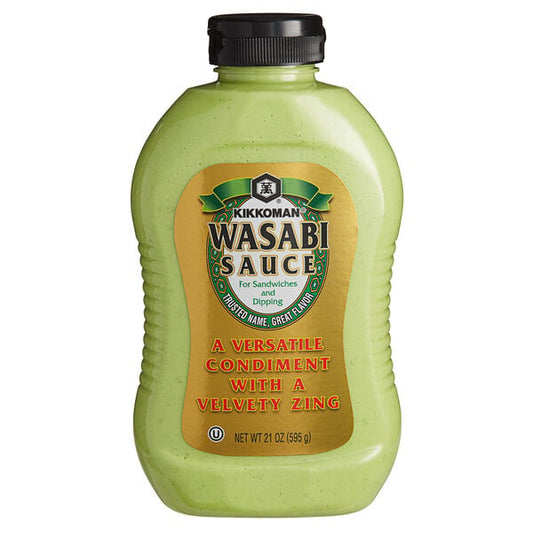 Kikkoman Wasabi Sauce 21 oz squeeze bottle, creamy spicy condiment for sushi and savory dishes