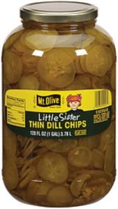 Mt. Olive Little Sister Thin Dill Pickle Chips 1 Gallon foodservice jar