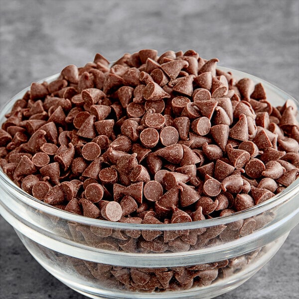 Bulk 35 lb Ghirardelli semi-sweet chocolate chips in a commercial baking bag