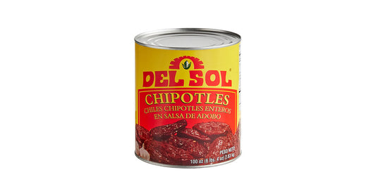 Del Sol Whole Chipotle Peppers in Adobo Sauce #10 can for restaurants and foodservice