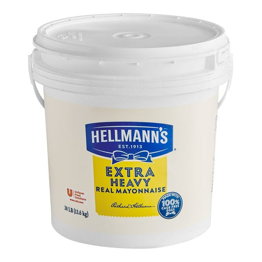 Hellmann's Extra Heavy Mayonnaise 30 lb pail bulk foodservice container