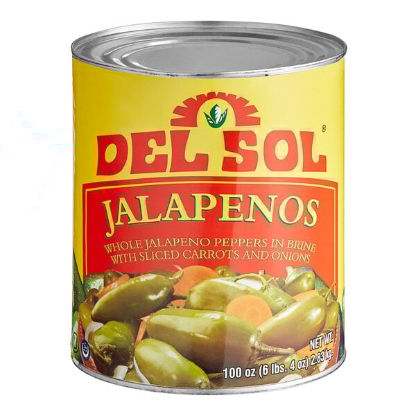 Del Sol Whole Jalapenos in Escabeche #10 Can - Bulk Pickled Mexican Peppers