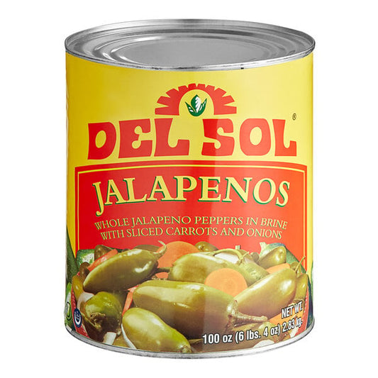 Del Sol Whole Jalapenos in Escabeche #10 Can - Bulk Pickled Mexican Peppers