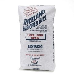 Riceland 50 lb bag of long grain white rice 4% broken bulk foodservice packaging