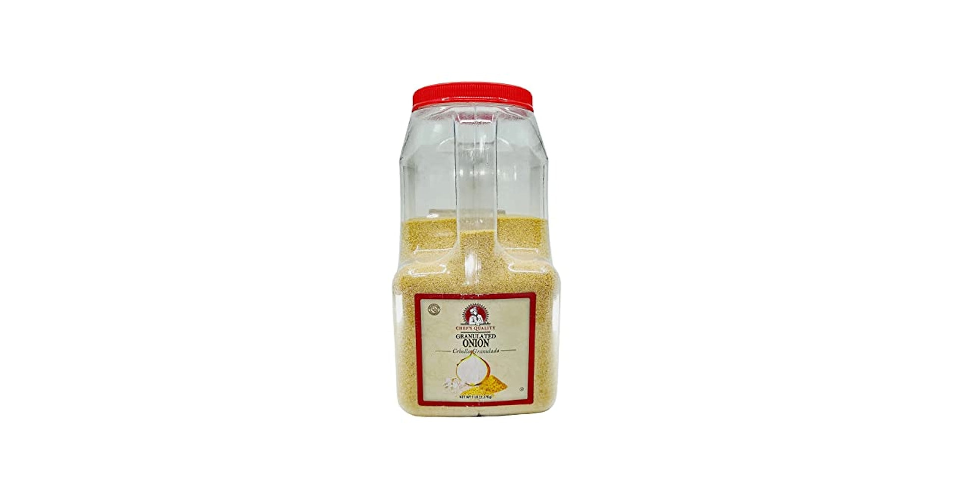 Chef's Quality Granulated Onion 5 lb jar, bulk seasoning for kitchens