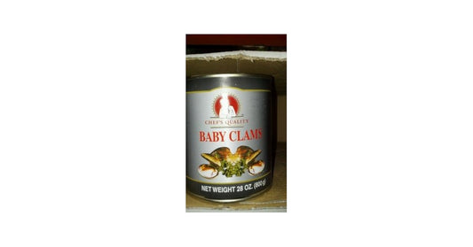 Chef's Quality Whole Baby Clams 28 Oz Can - premium canned seafood, front can view