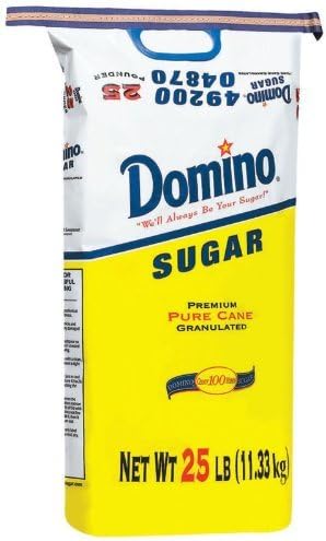 Domino 25 lb bulk bag of pure cane granulated sugar, ideal for baking and foodservice