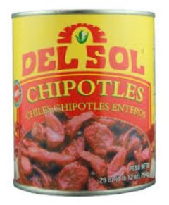 Del Sol Whole Chipotle Peppers 28 oz can with adobo sauce