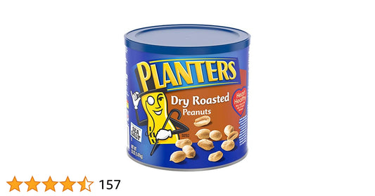 Planters Dry Roasted Peanuts 52 oz tub with recloseable lid
