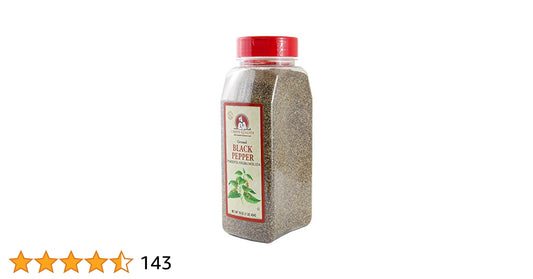 Chef's Quality Peppercorn Blend 1 lb jar showing whole tri-color peppercorns.