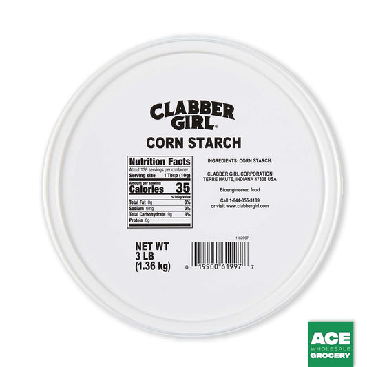 Clabber Girl Cornstarch 3 lb tub, gluten-free, kosher pantry baking staple