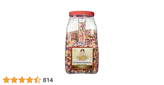 Chef's Quality 7 lb rainbow sprinkles jar for cakes, cupcakes, and desserts