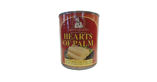 Chef's Quality Cut Hearts of Palm bulk 28 oz can, ideal for salads and vegetarian cooking