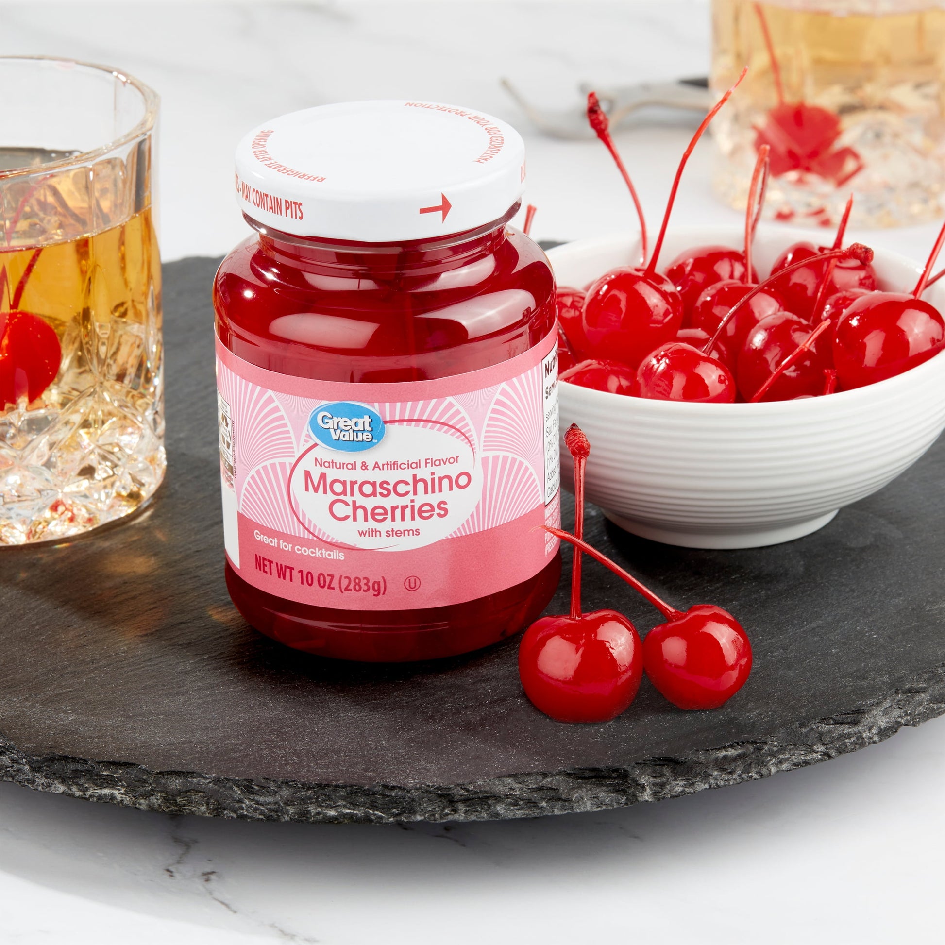 Chef's Quality Maraschino Cherries with Stems 1 Gallon bulk jar