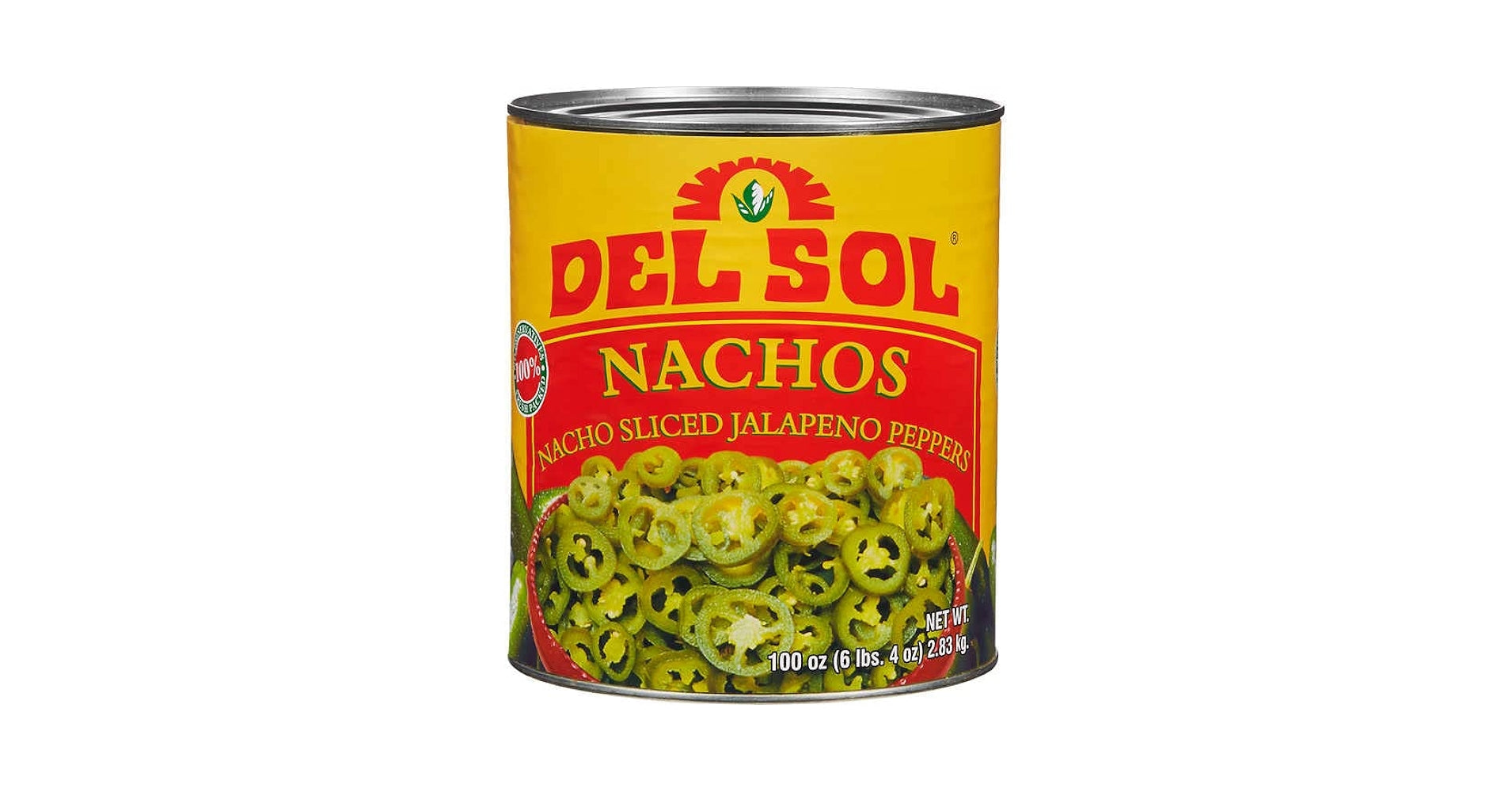 Del Sol Nacho Sliced Jalapeno Peppers #10 Can, sliced green jalapenos in bulk foodservice packaging