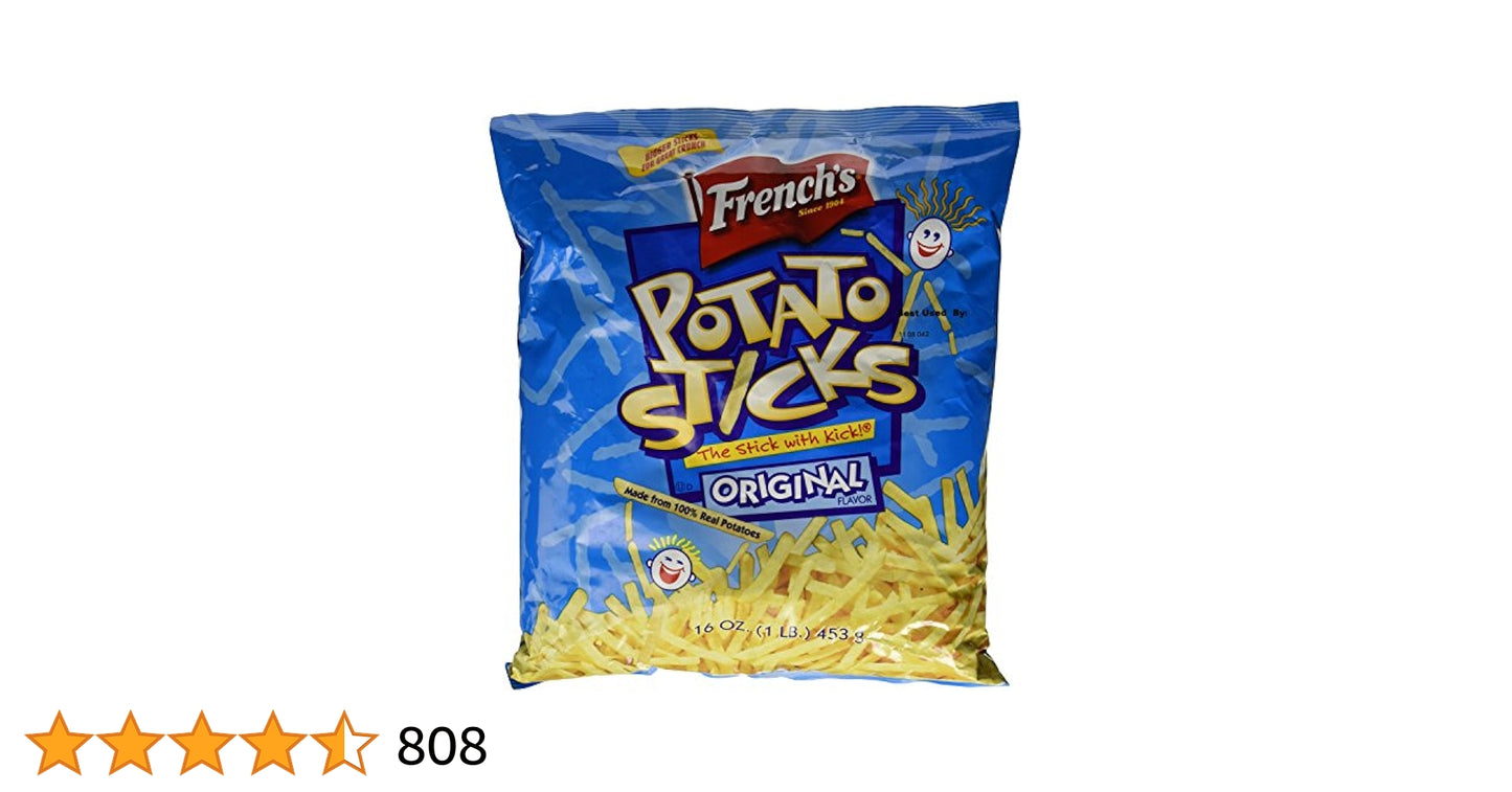 French's Potato Stix 16 oz bag with crispy golden potato sticks visible