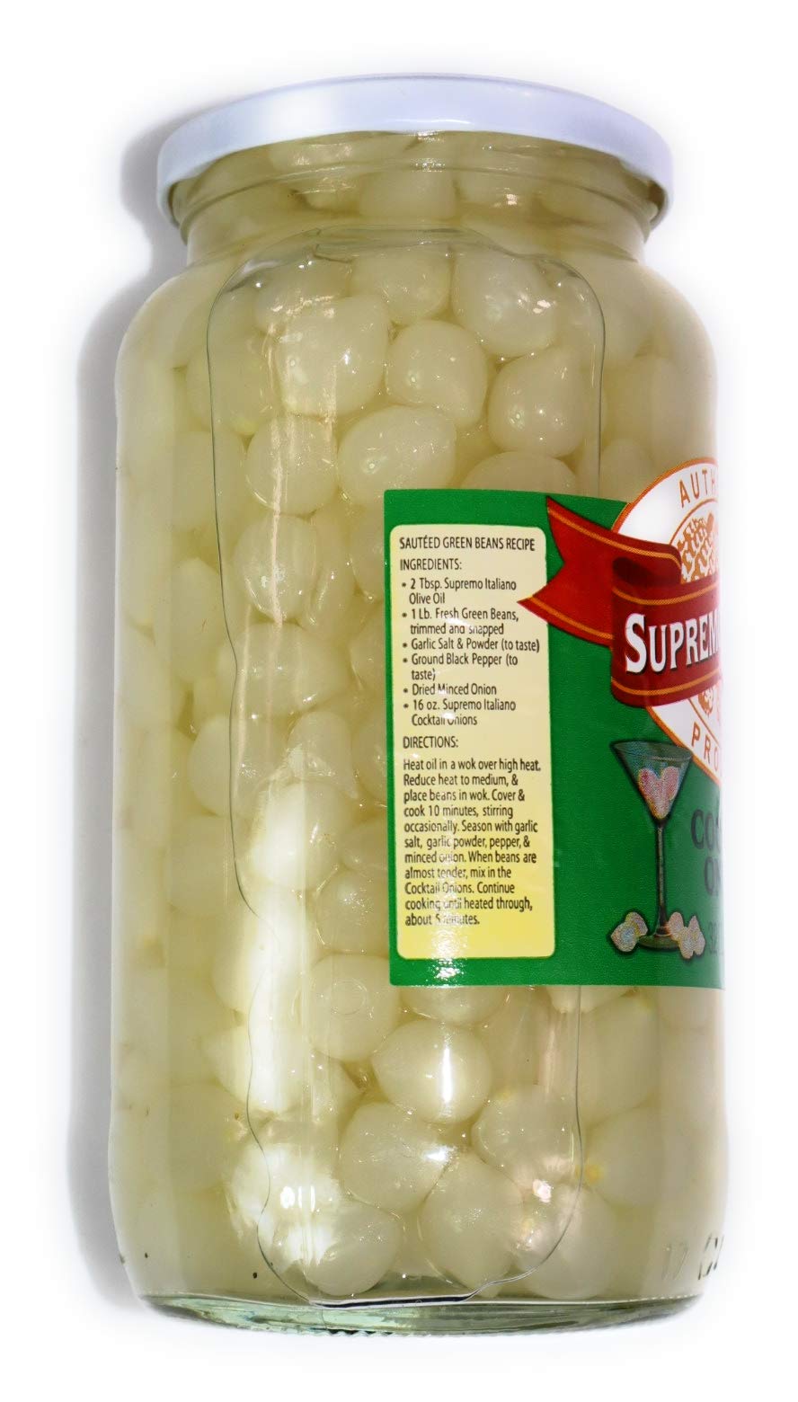 Chef's Quality Cocktail Onions 32 oz glass jar, packed in brine for cocktail garnishing