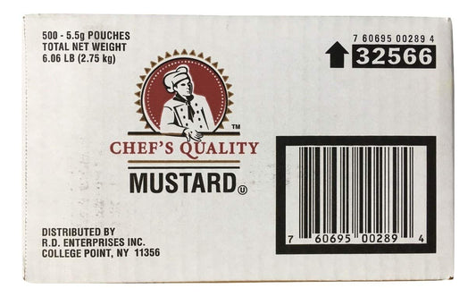 Chef's Quality Yellow Mustard Packets 5.5g, 500 count bulk box