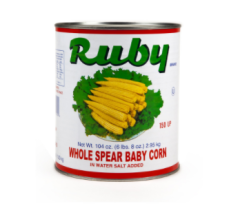 Ruby Whole Spear Baby Corn #10 can – tender, crisp spears for bulk foodservice