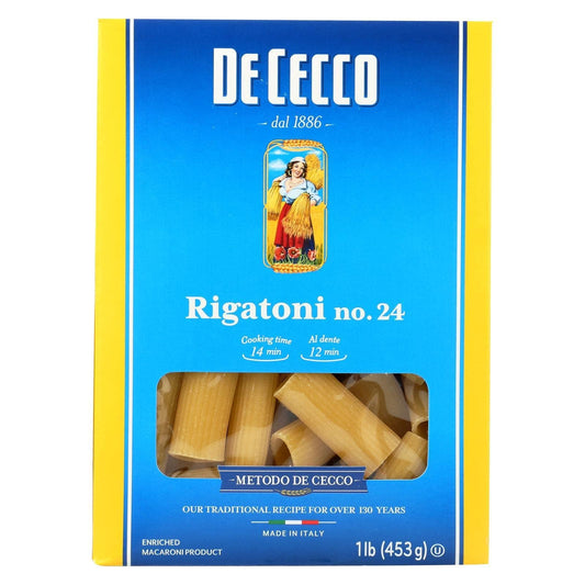 De Cecco Rigatoni Pasta 1 lb package Italian durum wheat bronze cut