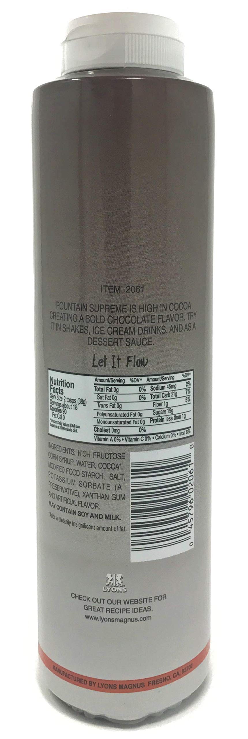 Lyons Magnus Supreme Chocolate Fountain Sauce 24 oz bottle, rich chocolate dessert topping