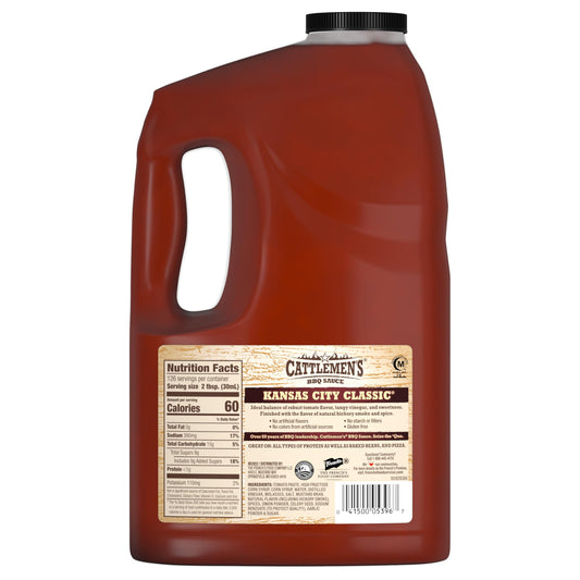 Cattlemen's Kansas City Classic BBQ Sauce 1 Gallon jug with label and red cap