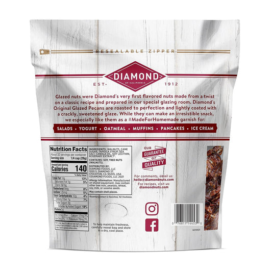 Diamond Original Glazed Pecans 3/2 lb bag high-quality roasted sweet glazed bulk pecans