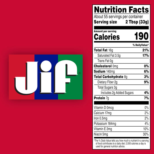 Jif Creamy Peanut Butter 4lb Jar with blue lid, family size