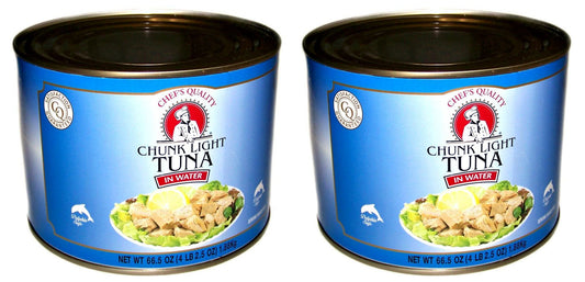 Chef's Quality Tonggol Chunk Light Tuna in Water 66.5 oz can - front product photo