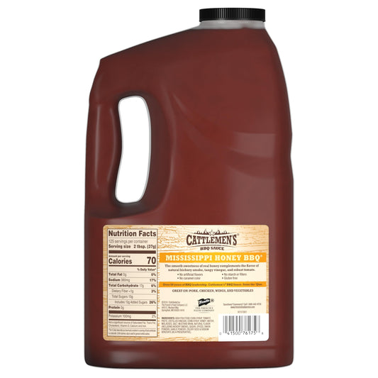 Cattlemen's Mississippi Honey BBQ Sauce 1 Gallon Jug – Sweet & Tangy Foodservice Barbecue Sauce