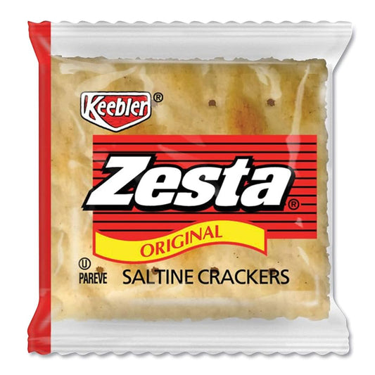 Box of Keebler Zesta Saltine Crackers, 2-count packs, foodservice size