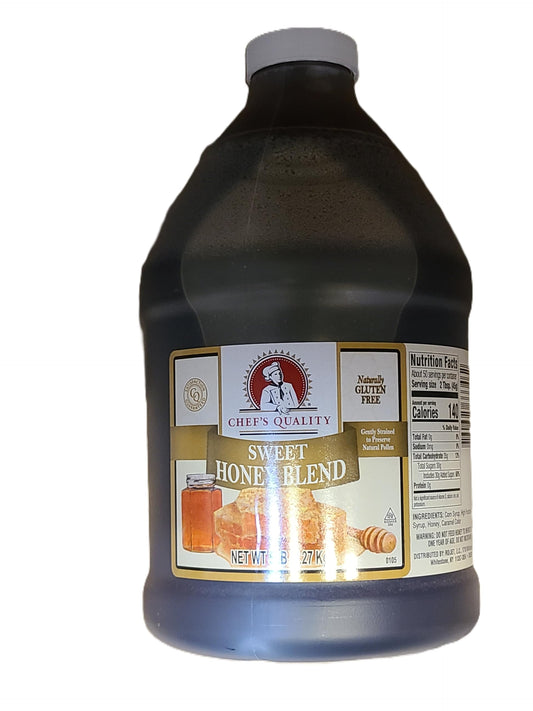 Chef's Quality Sweet Honey Blend 5 lb plastic bottle with gold cap front view