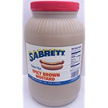 Sabrett Spicy Brown Mustard 1 Gallon bulk jug with blue-yellow label