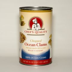 Chef's Quality Chopped Ocean Clams 51 oz can bulk seafood restaurant supply