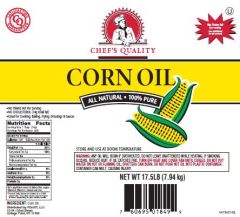 Chef's Quality Corn Oil in 17.5 lb bulk jug for frying and cooking
