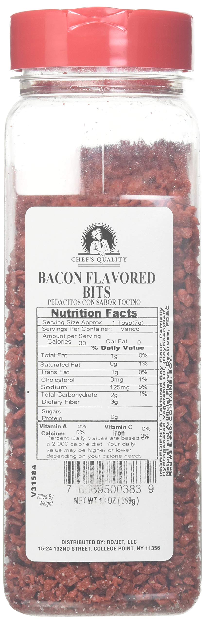 Chef's Quality Bacon Flavored Bits 13 oz jar for salads soups and topping