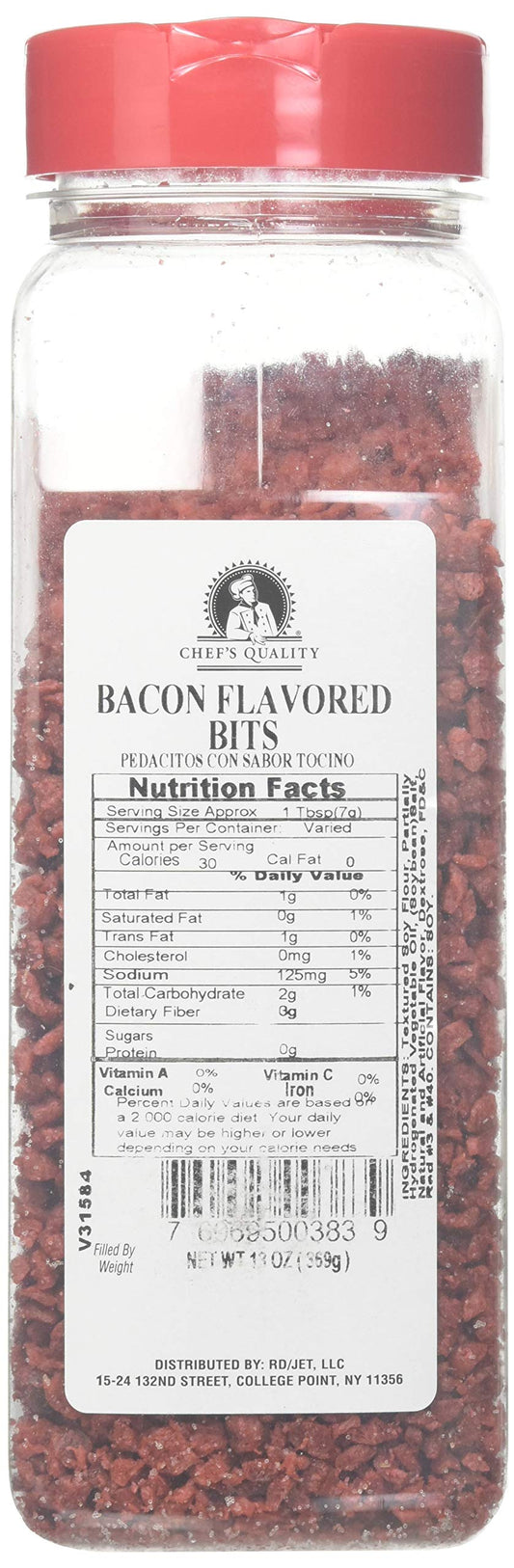Chef's Quality Bacon Flavored Bits 13 oz jar for salads soups and topping