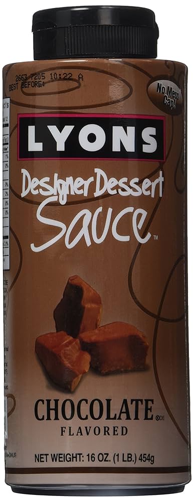 Lyons 16 oz chocolate flavored dessert sauce squeeze bottle perfect for cake and ice cream decorating